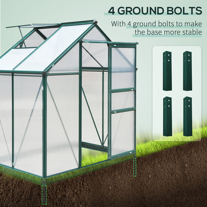 6.2' x 4.3' x 6.6' Clear Polycarbonate Greenhouse Large Walk-In Green House Garden Plants Grow Galvanized Base Aluminium
