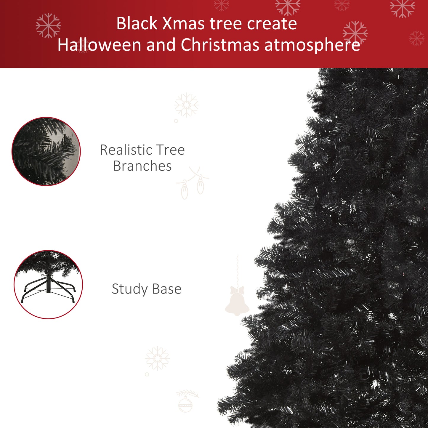 7ft Artificial Christmas Tree Holiday Home Indoor Decoration with Automatic Open, Black