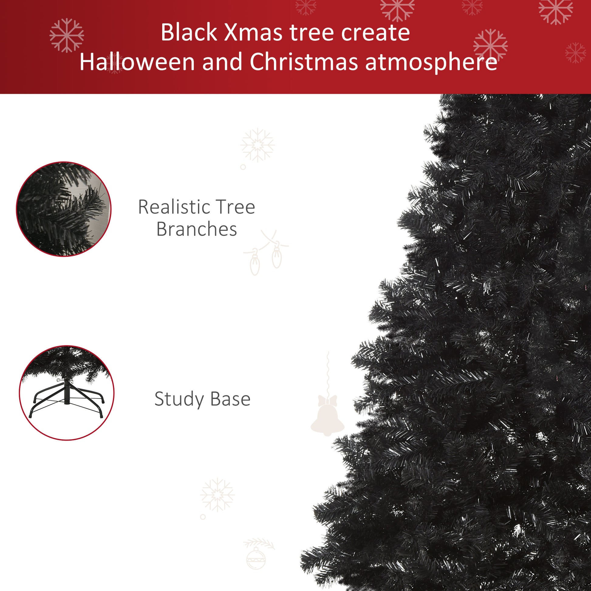 7ft Artificial Christmas Tree Holiday Home Indoor Decoration with Automatic Open, Black