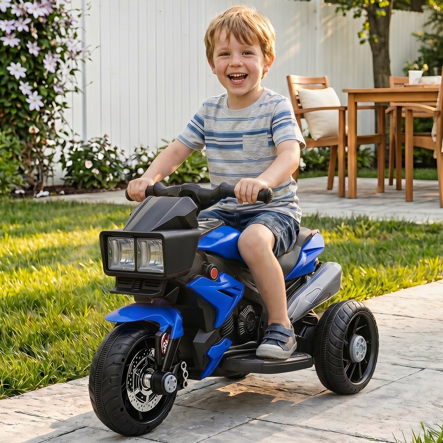 VarietyKart Kids Electric Pedal Motorcycle Ride-On Toy 6V Battery Powered w/ Music Horn Headlights Motorbike for Girls B