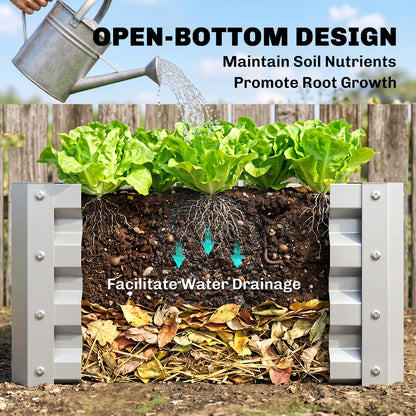 2Pcs 2' x 2' x 1' Galvanized Raised Garden Bed Kit, Square Outdoor Metal Planter Box with Open Bottom for Vegetables, Fl