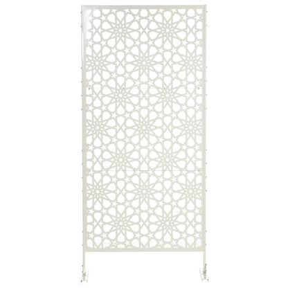 Metal Outdoor Privacy Screen, Decorative Outdoor Divider with Stand and Expansion Screws, 36.2" x 17.7" x 78", White