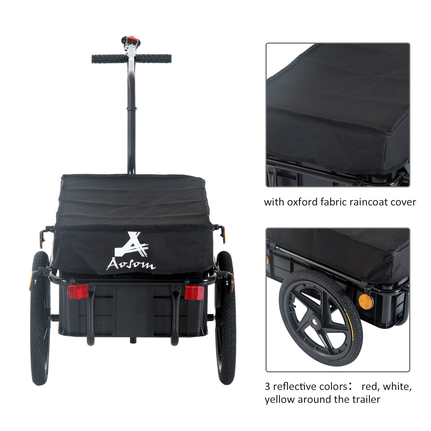 VarietyKart Bicycle Cargo Trailer 16 inch Air Wheel Wagon Trailer with Suitcase Large Capacity Enclosed Stroller Wagon -