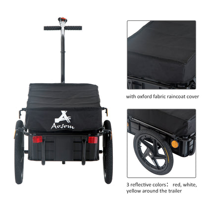 VarietyKart Bicycle Cargo Trailer 16 inch Air Wheel Wagon Trailer with Suitcase Large Capacity Enclosed Stroller Wagon -