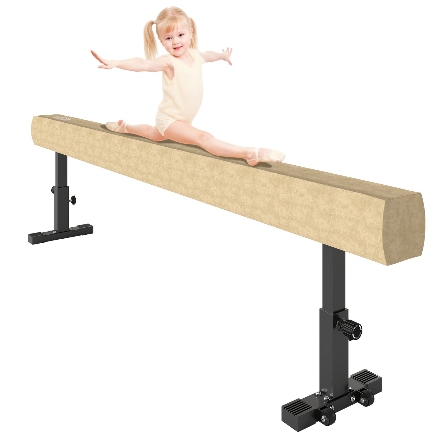 Soozier 7.5ft Adjustable Balance Beam, Gymnastics Beam with Wheels, Gymnastics Equipment for 6+ Years Old Training, Prac