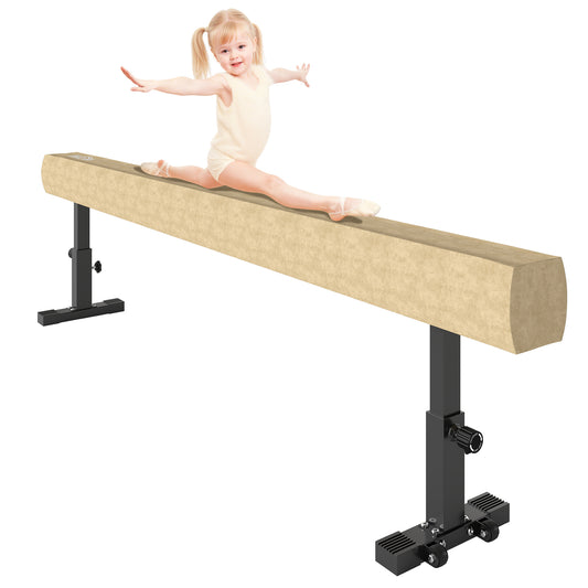 Soozier 7.5ft Adjustable Balance Beam, Gymnastics Beam with Wheels, Gymnastics Equipment for 6+ Years Old Training, Prac