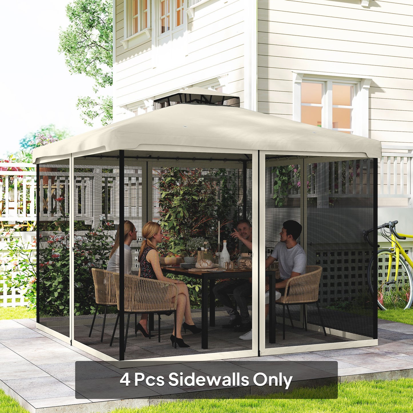 Replacement Mosquito Netting for Gazebo 10' x 10' Black Screen Walls for Canopy with Zippers for Parties and Outdoor Act