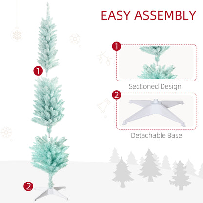 6ft Pencil Christmas Trees, Skinny Artificial Christmas Tree for Xmas Holiday Decor, Gradient Blue