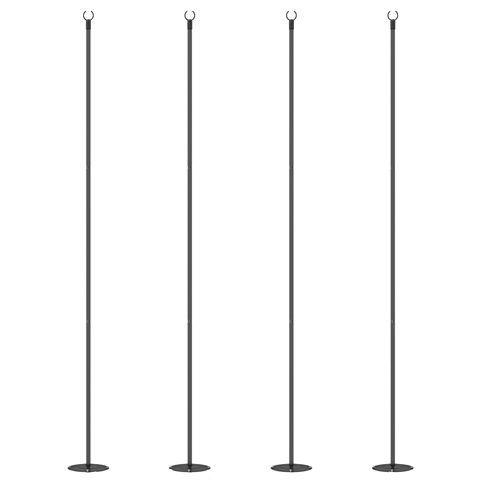 4 Pack of 8' String Light Poles, Steel Hanging Lighting Stand for Patio, Backyard, Deck, Wedding, Party, Black