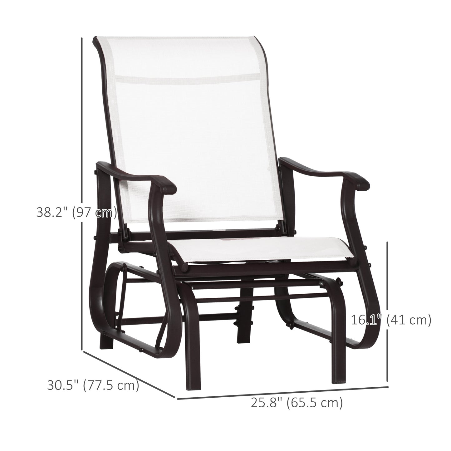 Outdoor Glider Chair, Patio Glider with Steel Frame and Mesh Fabric, Outdoor Patio Chair for Backyard, Garden and Porch,