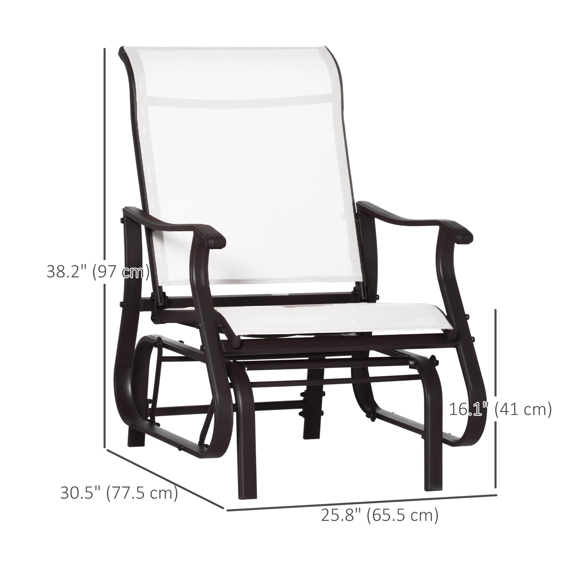 Outdoor Glider Chair, Patio Glider with Steel Frame and Mesh Fabric, Outdoor Patio Chair for Backyard, Garden and Porch,