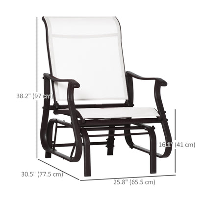 Outdoor Glider Chair, Patio Glider with Steel Frame and Mesh Fabric, Outdoor Patio Chair for Backyard, Garden and Porch,