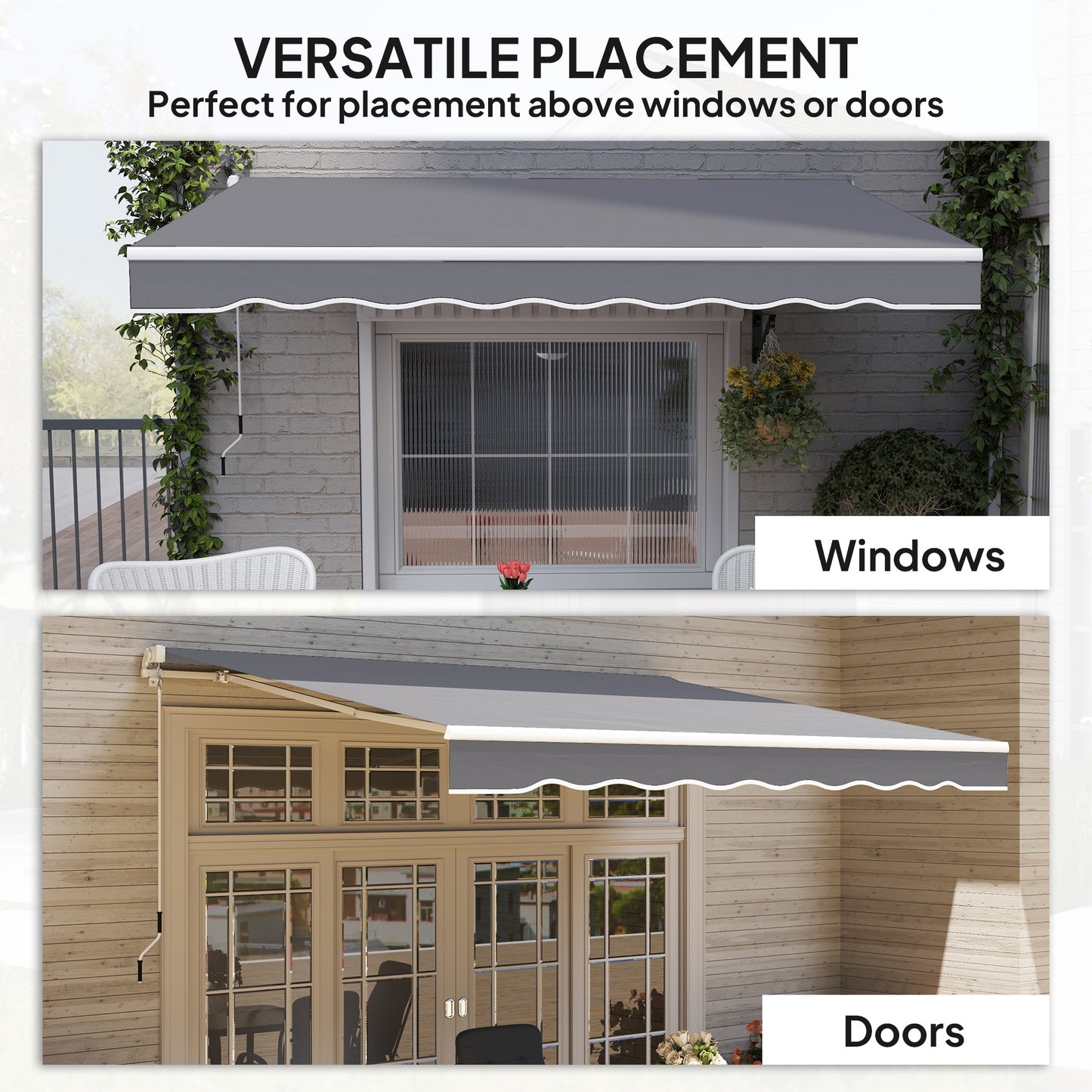 8' x 7' Retractable Awning, Patio Awnings, Sunshade Shelter with 280 g/m² UV & Water-Resistant Fabric, Dark Grey