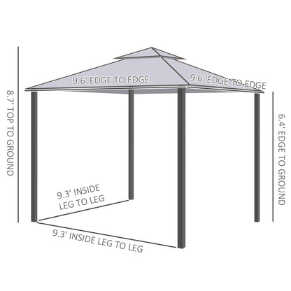 10' x 10' Patio Gazebo Pavilion, 2-Tier Roof Canopy Outdoor Event Tent with Steel Frame and Mosquito Netting for Garden,