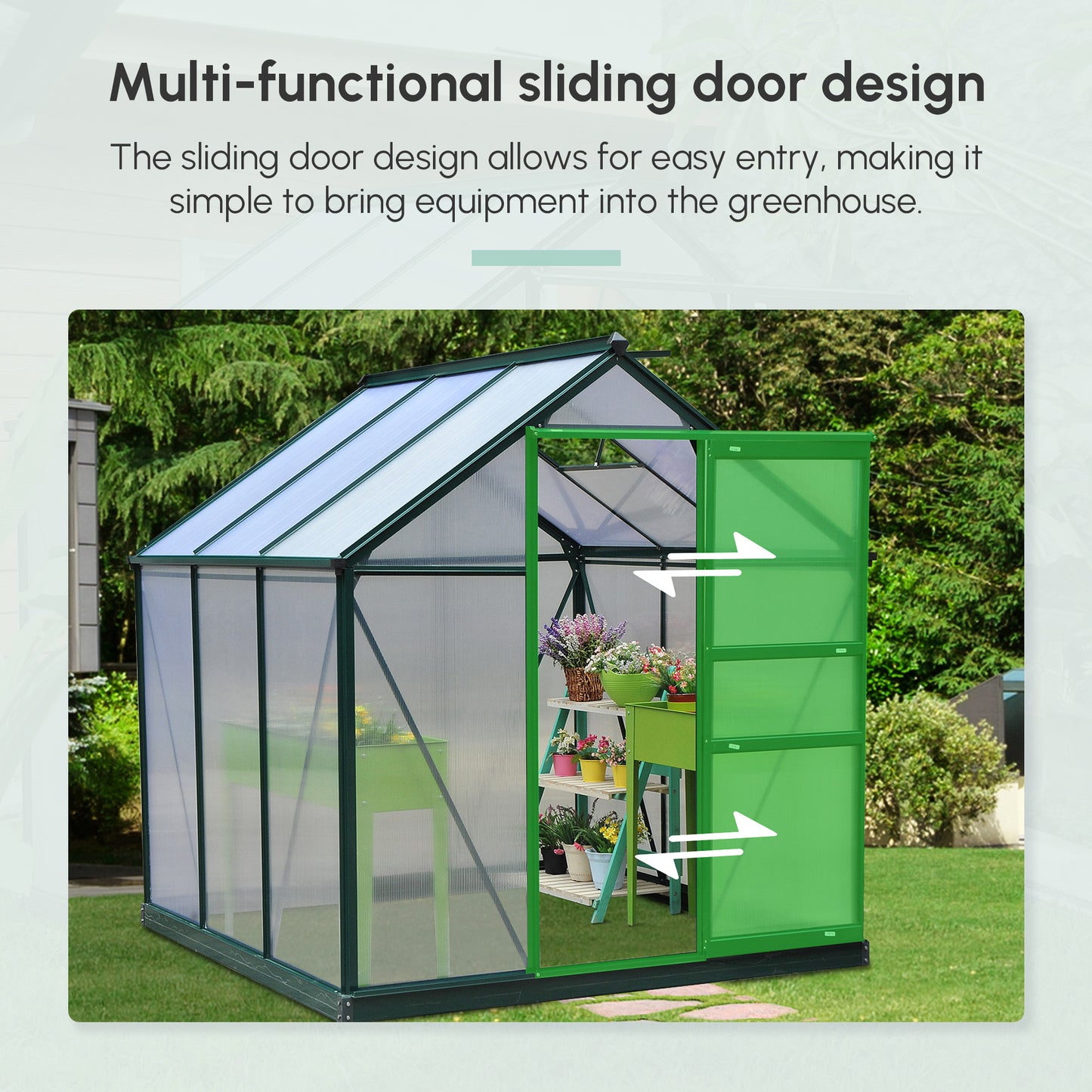 6.2' x 6.3' x 6.6' Clear Polycarbonate Greenhouse, Large Walk-In Green House Garden, Plants Grow, Galvanized Sheet  Fram