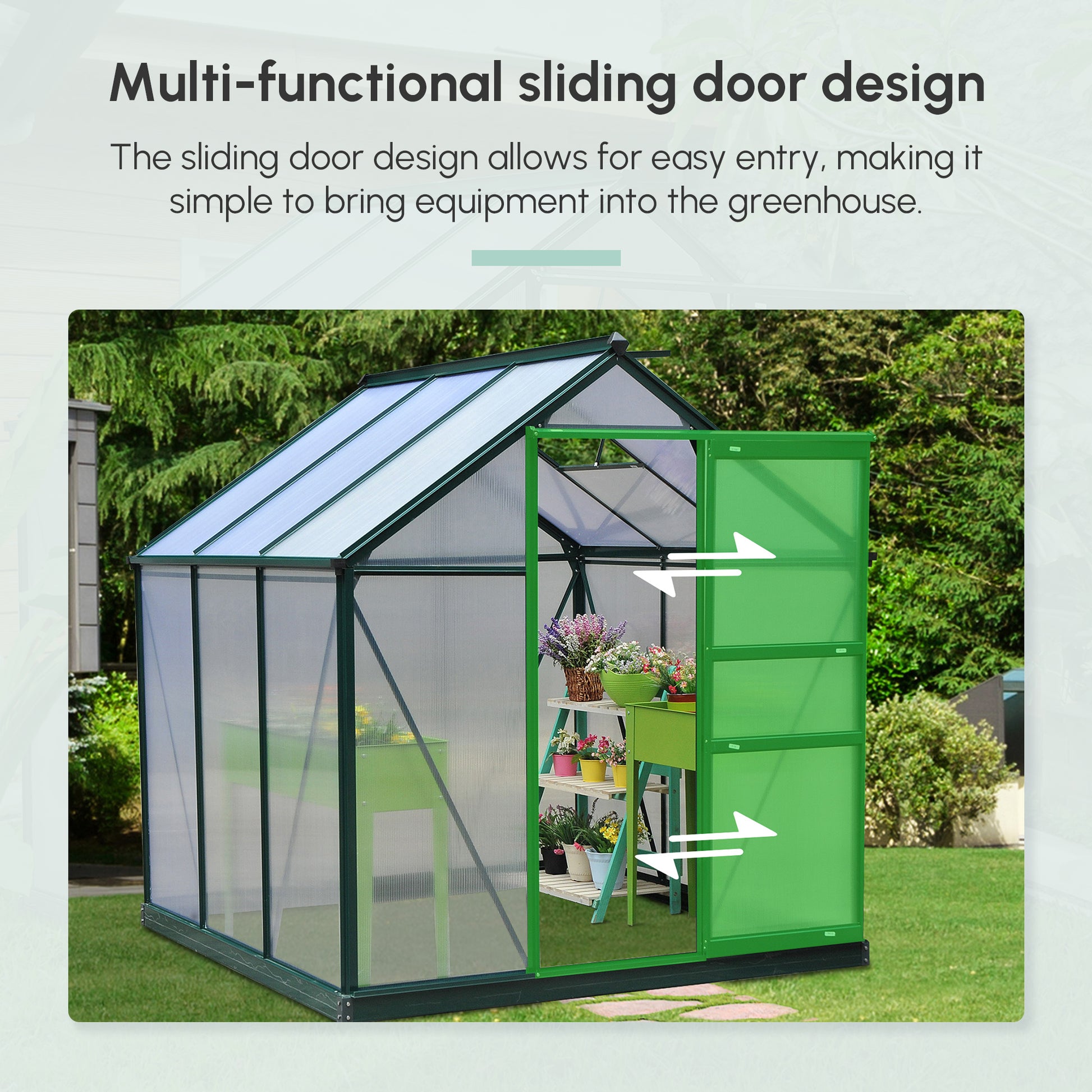 6.2' x 6.3' x 6.6' Clear Polycarbonate Greenhouse, Large Walk-In Green House Garden, Plants Grow, Galvanized Sheet  Fram
