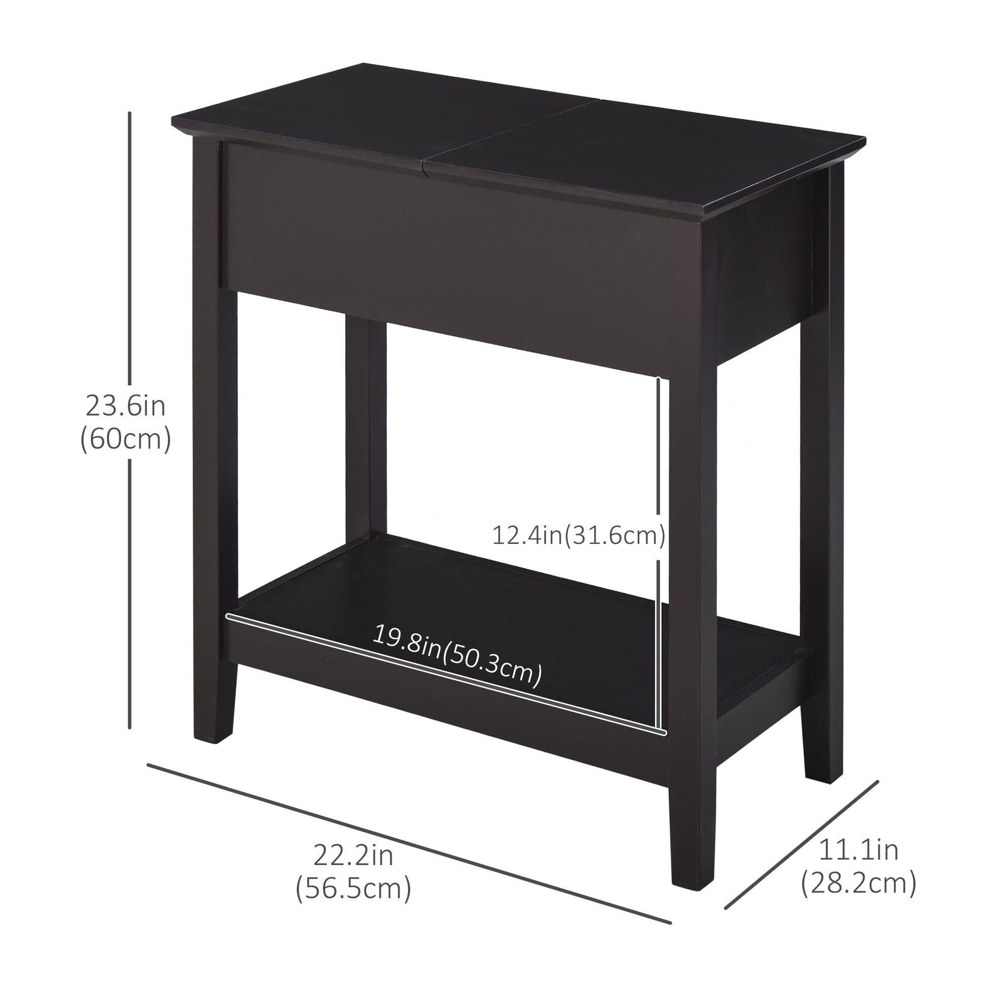 End Side Table in Flip Top Design with Cabinet and Bottom Shelf, Storage Furniture Decoration for Bedroom Living Room Of