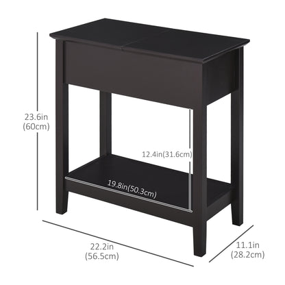 End Side Table in Flip Top Design with Cabinet and Bottom Shelf, Storage Furniture Decoration for Bedroom Living Room Of