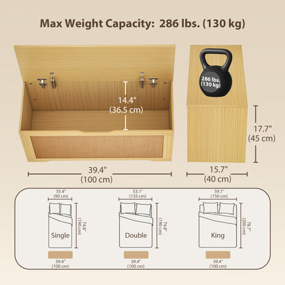 Storage Chest with Lift Top Storage Chest with Safety Hinges 39.4" Oak