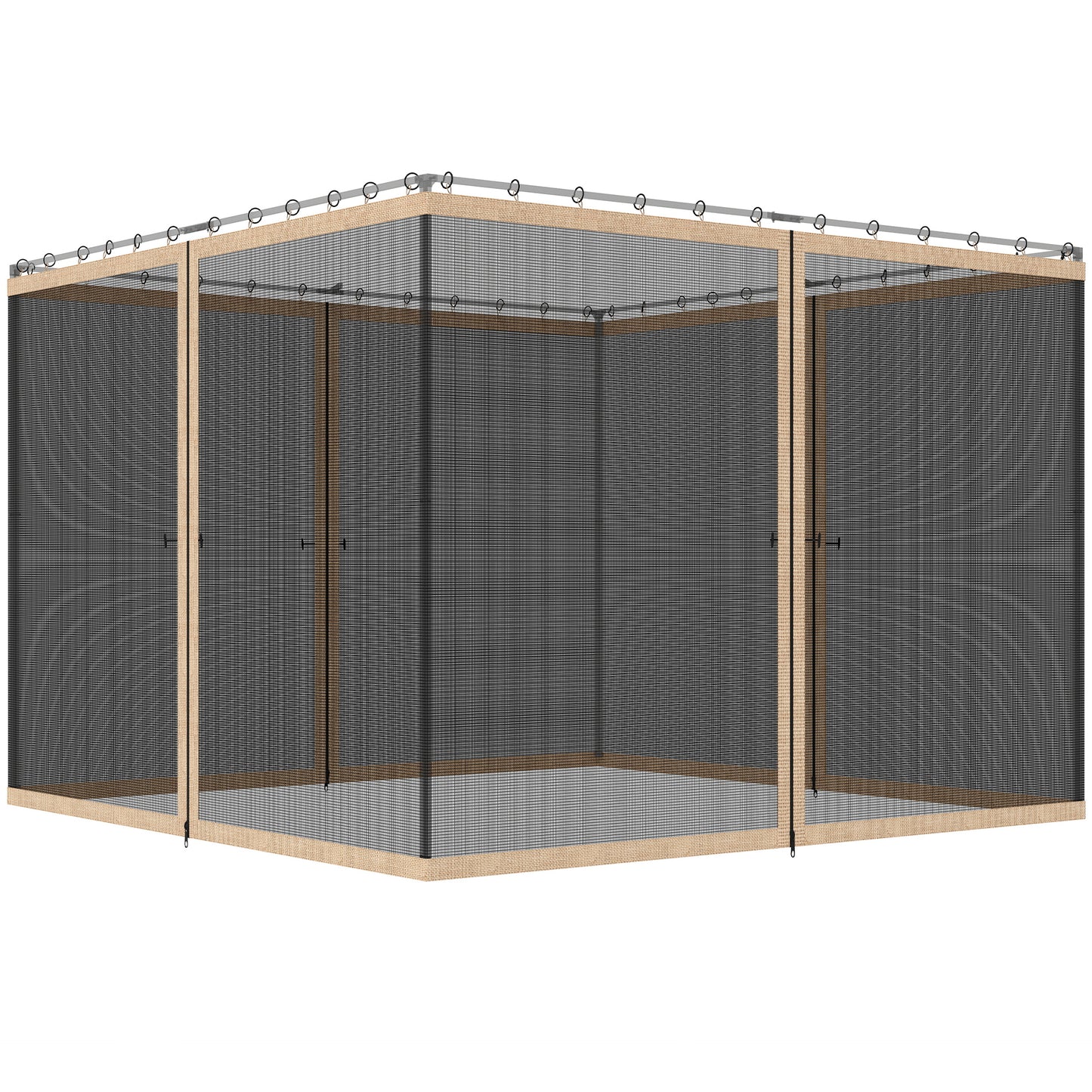 Replacement Mosquito Netting for Gazebo 12' x 12' Black Screen Walls for Canopy with Zippers, Beige