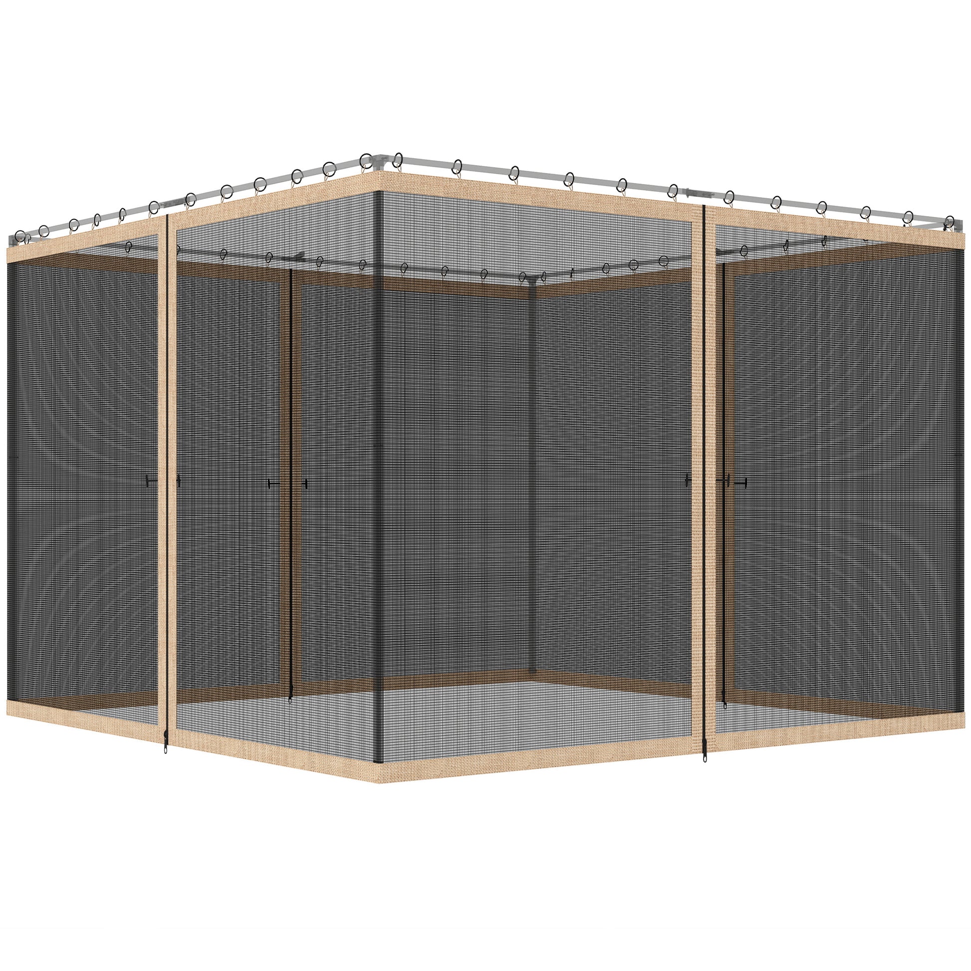 Replacement Mosquito Netting for Gazebo 12' x 12' Black Screen Walls for Canopy with Zippers, Beige