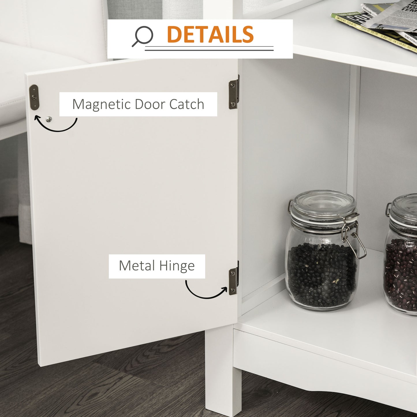 Modern Kitchen Buffet Bar Cabinet Storage Sideboard Dining Server with Drawer & 12-Bottle Wine Rack for Living Room, Whi
