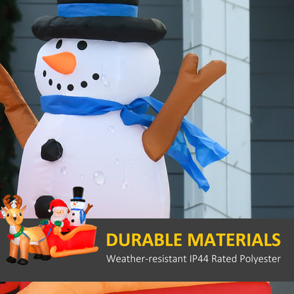 6.5 ft Christmas Inflatable Santa Claus & Snowman on Sleigh with Reindeer, Blow up Christmas Decorations with LED Lights
