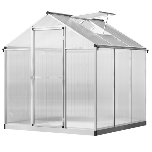 6' x 6' x 6.4' Walk-in Garden Greenhouse Polycarbonate Panels Plants Flower Growth Shed Cold Frame Outdoor Portable Warm
