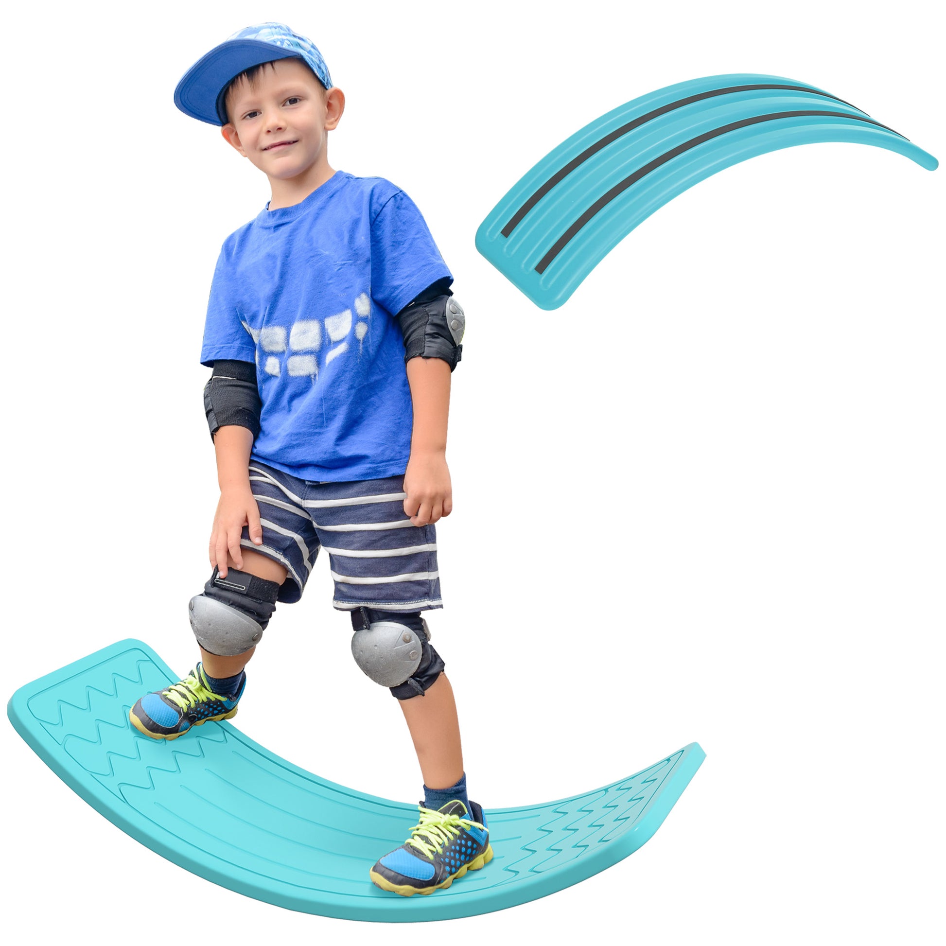 Qaba 32.3" Balance Board, Wobble Board Kids Curvy Rocker Board, Ended Preschool Learning Montessori Waldorf Toy, Ages fo