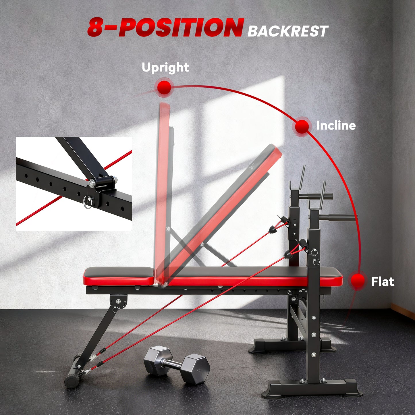 Soozier Adjustable Weight Bench with Squat Rack, Incline Flat Bench Press with Barbell Rack for Home Gym, 660 lbs Capaci
