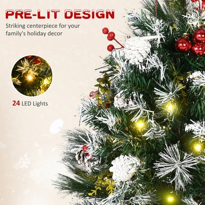 2 Foot/23 inch 2 Pack Prelit Artificial Christmas Tree Cordless with 70 Branches, Warm White LED lights, Red Berries, Pi