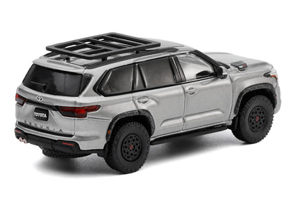 Toyota Sequoia TRD PRO Silver Metallic with Roof Rack 1/64 Diecast Model Car by GCD