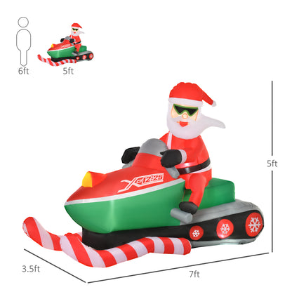 5.2ft Christmas Inflatable Santa Claus with Snowmobile, LED Lighted  for Home Indoor Outdoor Garden Lawn Decoration Part