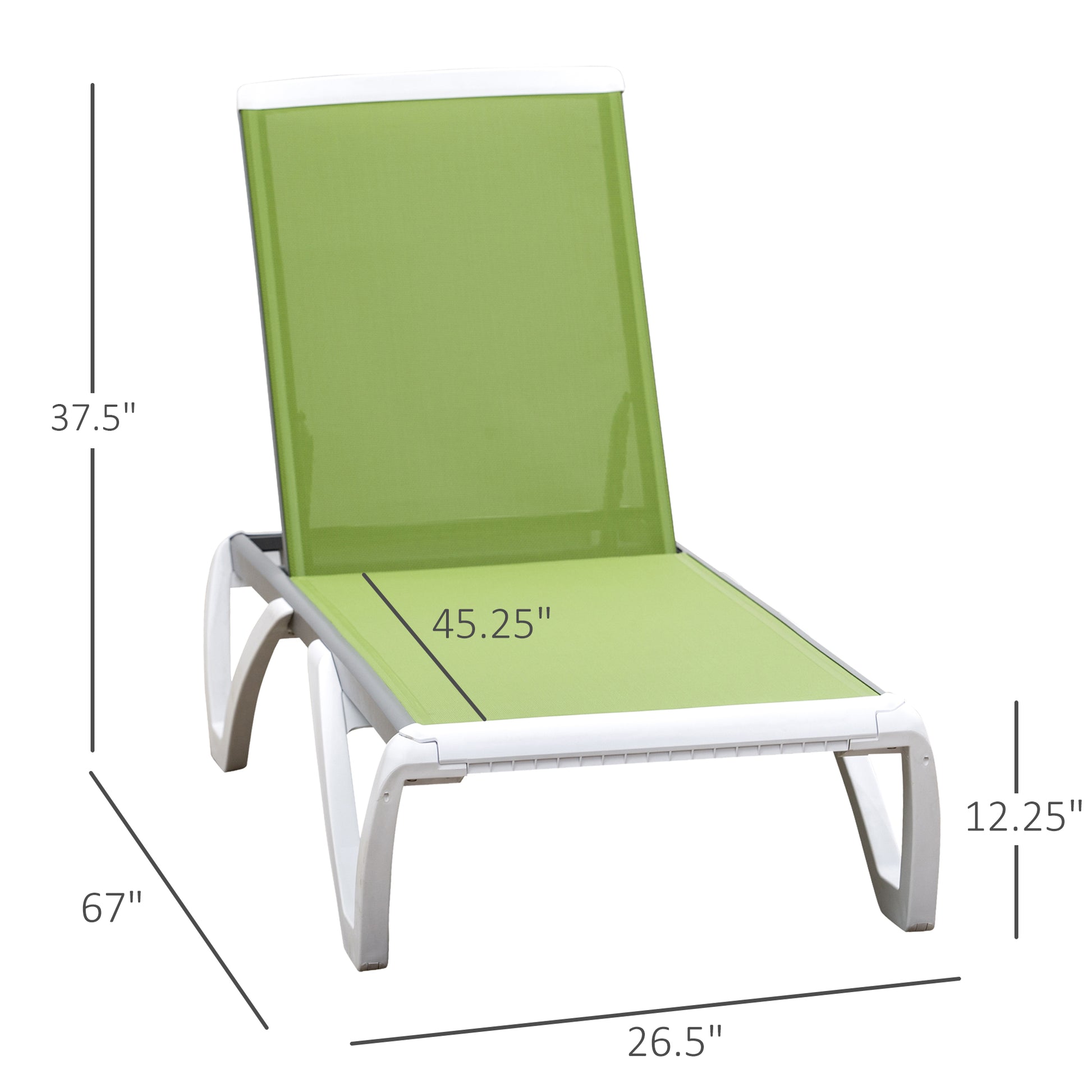 Outdoor Chaise Lounge Chair, Patio Aluminum Tanning Chair with 5-Level Adjustable Back, Portable Wheels, Breathable Mesh