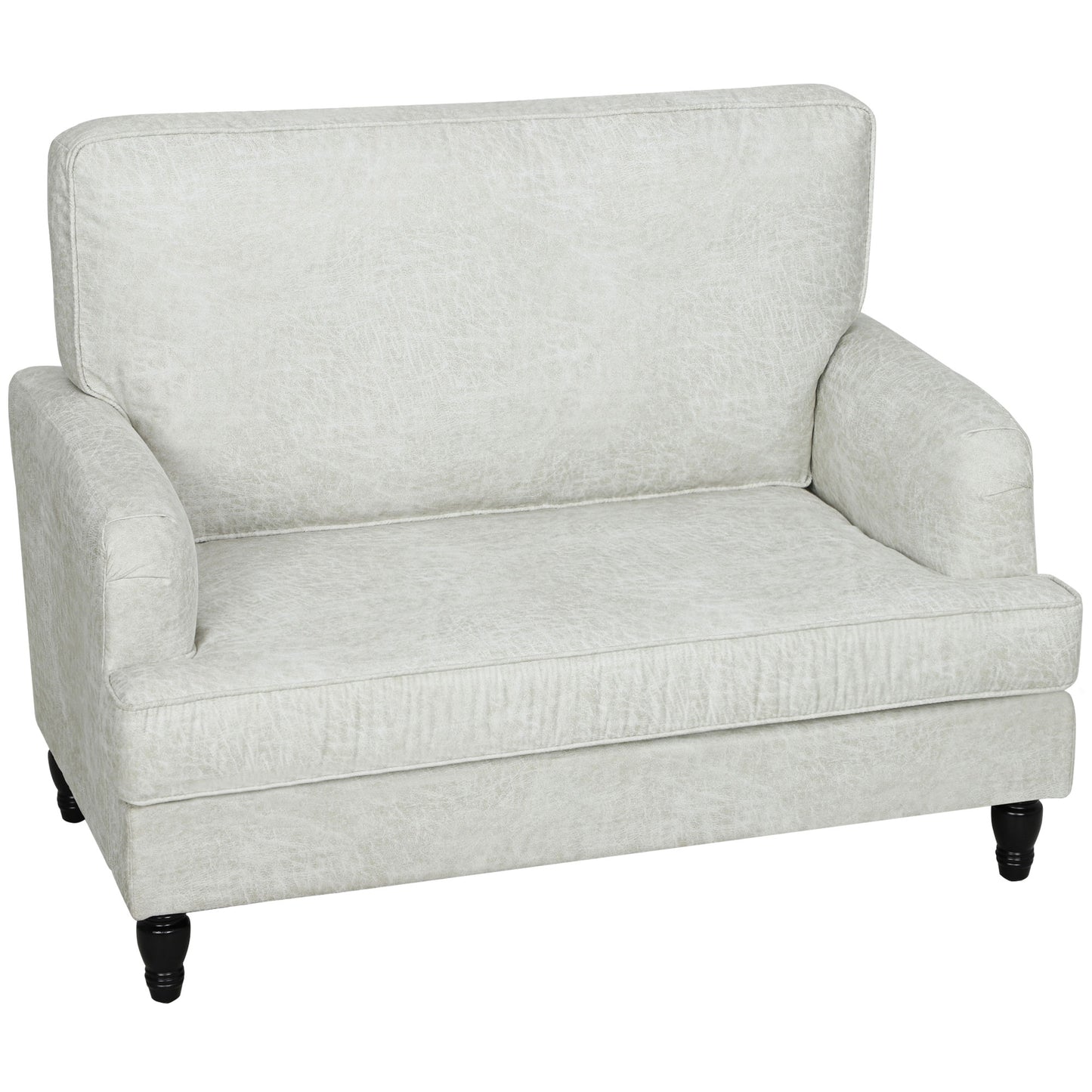 Modern Accent Chair, Leathaire Armchair with Turned Legs and Wide Seat, Single Sofa for Bedroom, Living Room, Cream Whit