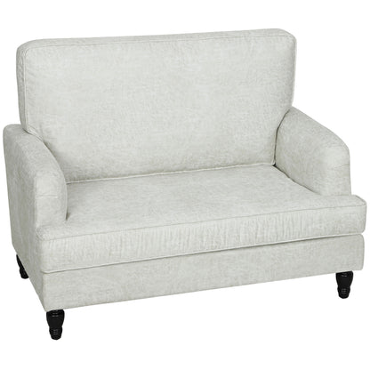 Modern Accent Chair, Leathaire Armchair with Turned Legs and Wide Seat, Single Sofa for Bedroom, Living Room, Cream Whit