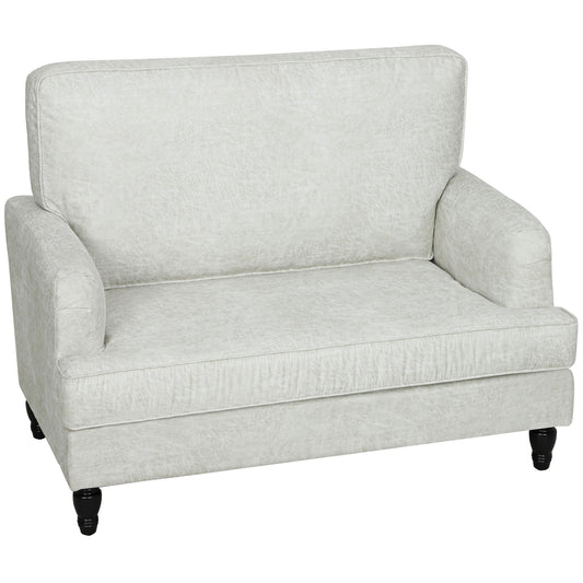 Modern Accent Chair, Leathaire Armchair with Turned Legs and Wide Seat, Single Sofa for Bedroom, Living Room, Cream Whit