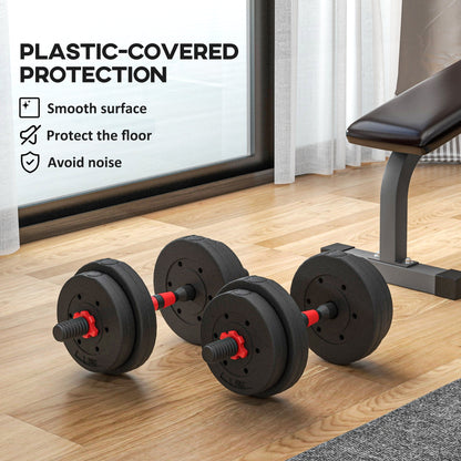Soozier 33lbs 2-in-1 Adjustable Dumbbells Weight Set, Dumbbell Hand Weights Barbell for Body Fitness, Lifting Training f