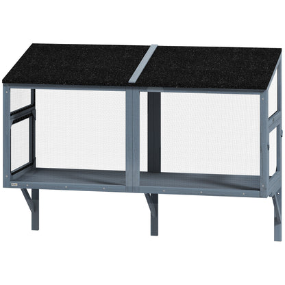 Catio Outdoor Cat Enclosure Expandable Wooden Cat House with 2 Doors for Window, 51.2"L