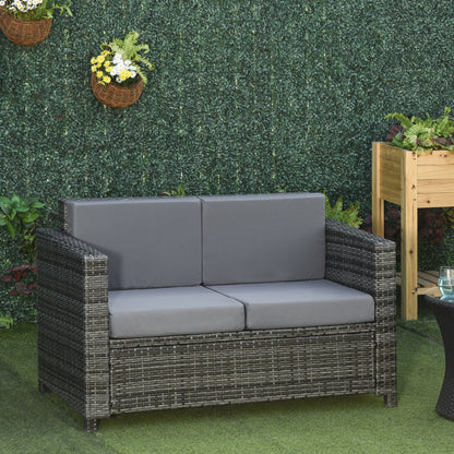2 Seat Patio Loveseat Deluxe Wicker Sofa Chair Outdoor Rattan Furniture Couch All Weather with Cushion for Balcony, Deck