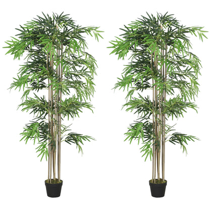 6FT Artificial Bamboo Tree Set of 2, Fake Plant with 1530 Leaves, Greenery Plant in Nursery Pot for Indoor, Green