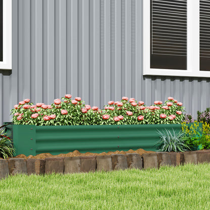 6 x 3 x 1ft Galvanized Raised Garden Bed, Reinforced Outdoor Planter Box with Open Bottom, Green