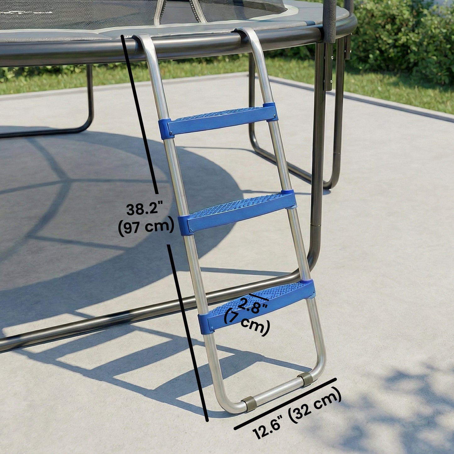 Soozier Trampoline Ladder, 3-Steps with Horizontal Wide Steps, Universal Hook, Galvanized Steel Frame, 330LBS Load Capac