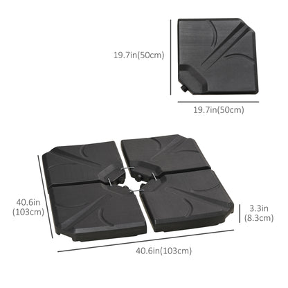 4 Piece Umbrella Base Stand Cantilever Offset Patio Umbrella Weight Plates w/ U Locking, 123 lb Capacity Water or 158 lb