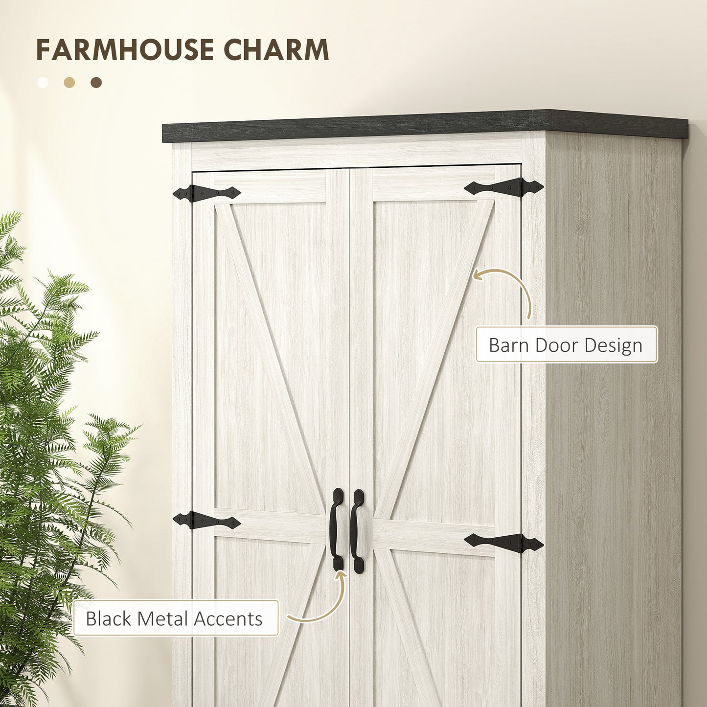 Farmhouse Kitchen Pantry Storage Cabinet, 64" Freestanding Kitchen Pantry Cabinet with Drawers, Distressed White