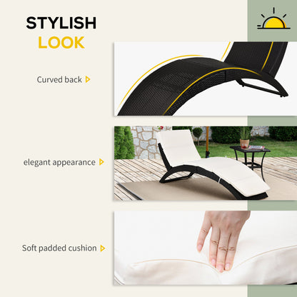 Patio Rattan Chaise lounger wicker Foldable Reclining Backrest PE Rattan Outdoor Lounge Chair, Recliner with Cushion for