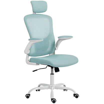 Ergonomic Office Chair, Mesh Desk Chair with Adjustable Headrest, Lumbar Support and Height, Tilt Function, Light Green