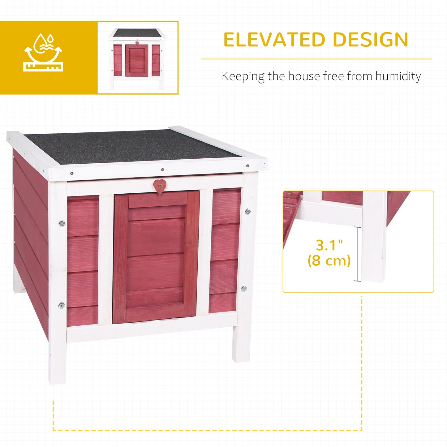 Wooden Rabbit Hutch, Bunny Cage with Waterproof & Openable Asphalt Roof, Outdoor Cat House Guinea Pig Cage Duck Shelter,