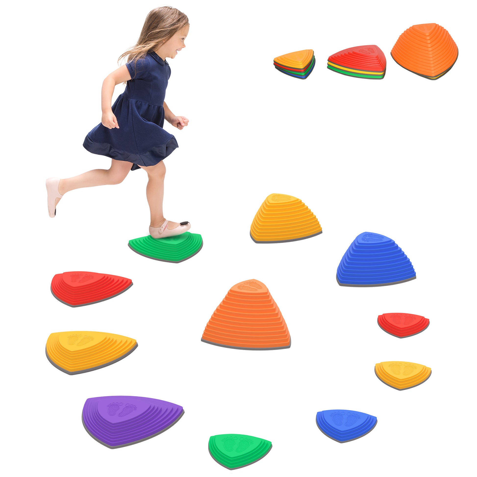 11 PCs Stepping Stones Kids with Non-slip Rubber, Stackable Balance Step Stones for Obstacle Course Sensory Play, Outdoo