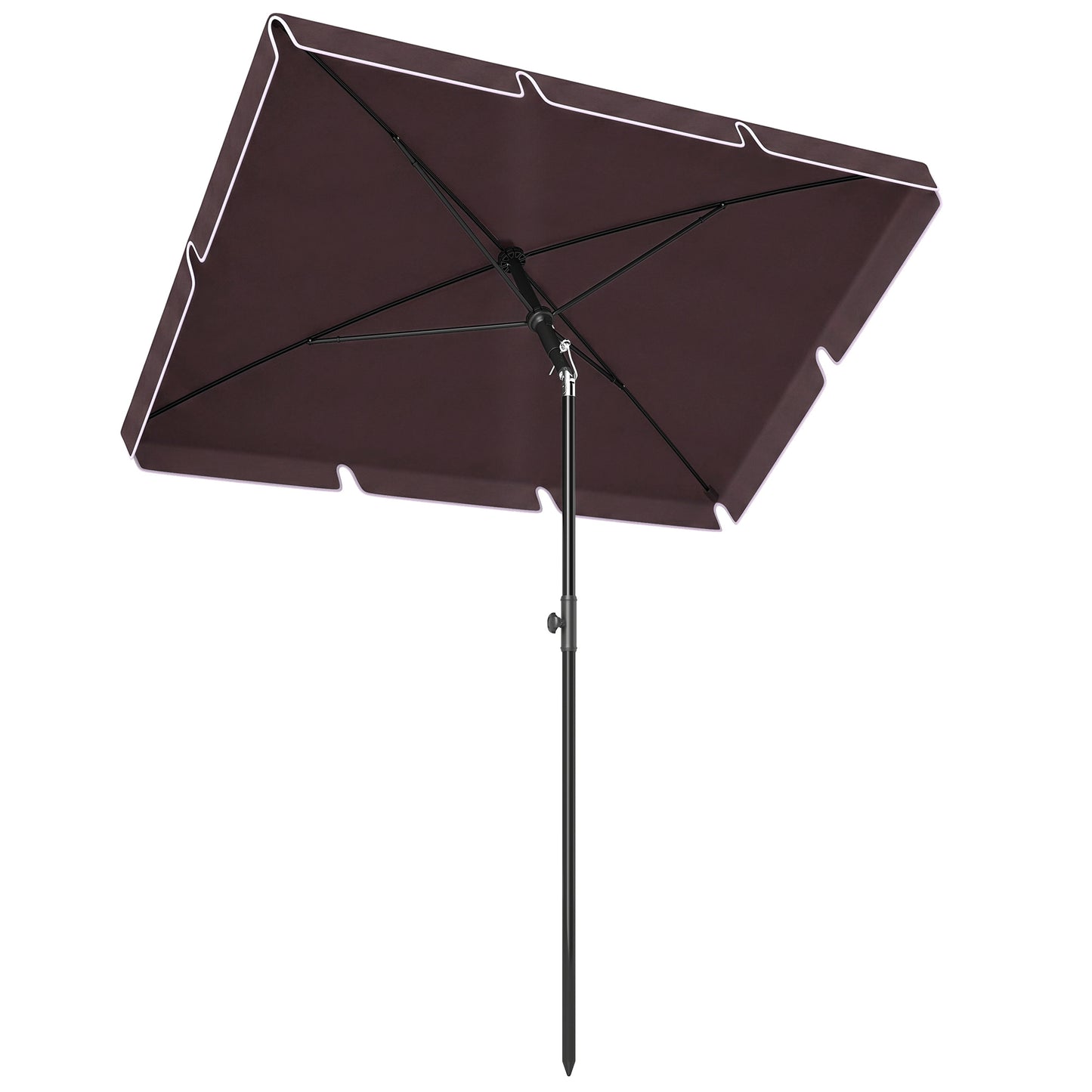 6.5x4ft Rectangle Patio Umbrella Aluminum Tilt Adjustable Garden Parasol Sun Shade Outdoor Canopy Coffee
